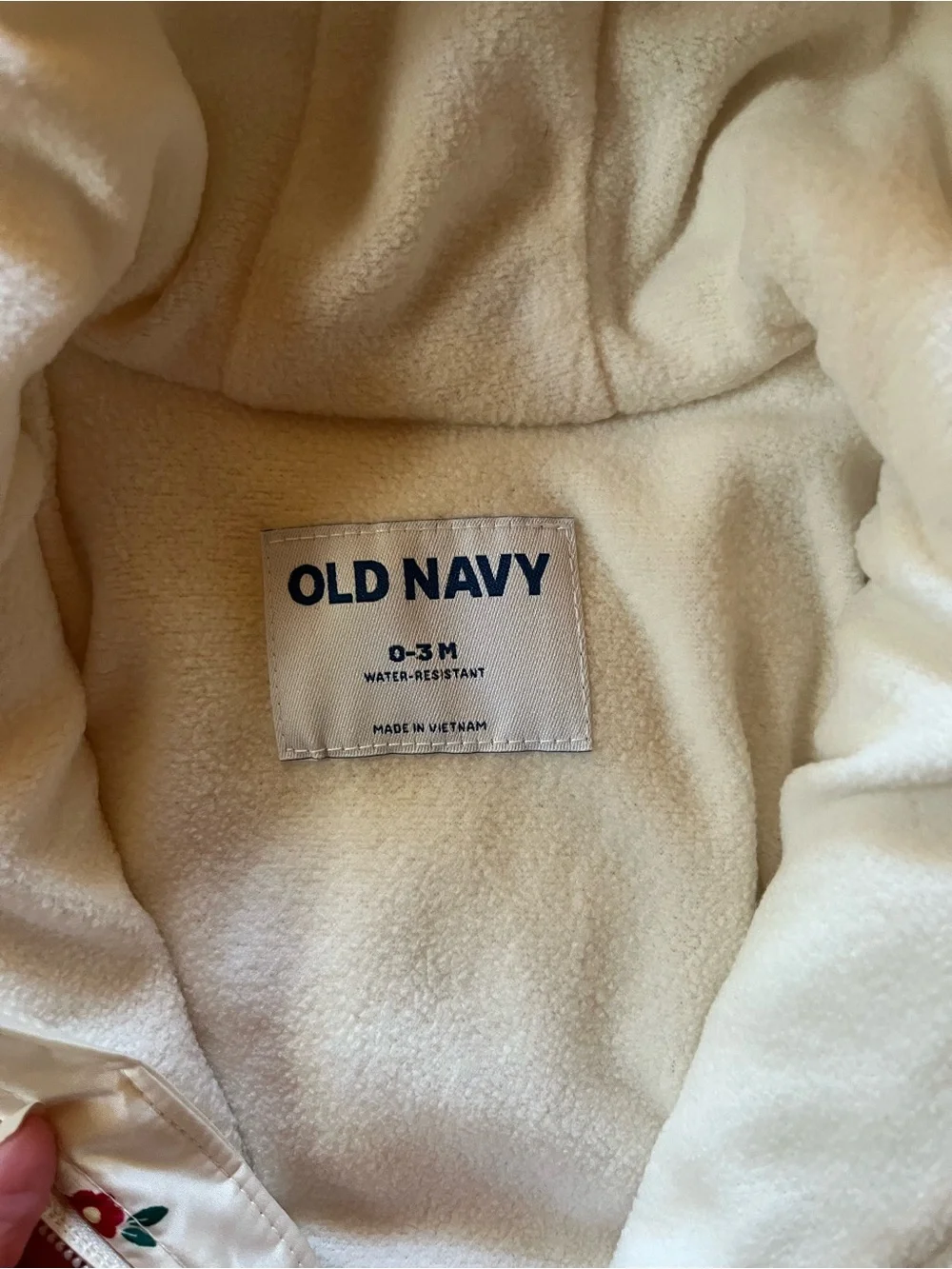 Old Navy Cream Floral Puffer One-Piece Snowsuit with Hood